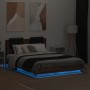 Bed frame with headboard LED lights Sonoma oak 135x190 cm by vidaXL, Beds and slatted bases - Ref: Foro24-3210051, Price: 192...