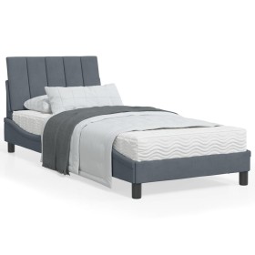 Dark gray velvet bed frame with headboard 90x190cm by vidaXL, Beds and slatted bases - Ref: Foro24-3207820, Price: 132,50 €, ...