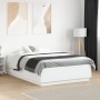 White engineered wood bed frame with LED 140x190 cm by vidaXL, Beds and slatted bases - Ref: Foro24-3209639, Price: 167,77 €,...