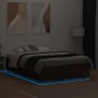 Bed frame with LED lights brown oak wood 140x190 cm by vidaXL, Beds and slatted bases - Ref: Foro24-3209645, Price: 166,19 €,...