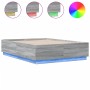 Estructura cama con luces LED madera gris Sonoma 120x190 cm de vidaXL, Camas y somieres - Ref: Foro24-3209658, Precio: 156,56...