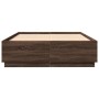 Bed frame with LED lights oak brown wood 120x200 cm by vidaXL, Beds and slatted bases - Ref: Foro24-3209624, Price: 176,77 €,...