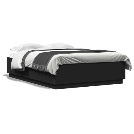 Estructura cama con luces LED madera ingeniería negro 150x200cm de vidaXL, Camas y somieres - Ref: Foro24-3209605, Precio: 18...