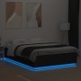 Bed frame with LED lights black engineered wood 150x200cm by vidaXL, Beds and slatted bases - Ref: Foro24-3209605, Price: 186...