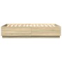 Estructura cama con luces LED madera roble Sonoma 140x200 cm de vidaXL, Camas y somieres - Ref: Foro24-3209613, Precio: 164,9...