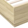 Estructura cama con luces LED madera roble Sonoma 140x200 cm de vidaXL, Camas y somieres - Ref: Foro24-3209613, Precio: 164,9...