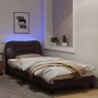 Bed frame with LED lights dark brown fabric 90x200 cm by vidaXL, Beds and slatted bases - Ref: Foro24-3213679, Price: 157,55 ...