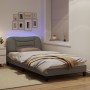 Estructura de cama con luces LED tela gris taupe 100x200 cm de vidaXL, Camas y somieres - Ref: Foro24-3213687, Precio: 162,94...