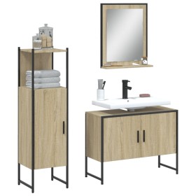 3-piece bathroom furniture set made of oak Sonoma plywood. by vidaXL, Bathroom furniture - Ref: Foro24-3214350, Price: 164,94...