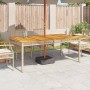 Synthetic rattan garden table with acacia wood in beige, measuring 180x90x75 cm. by vidaXL, Garden tables - Ref: Foro24-36628...