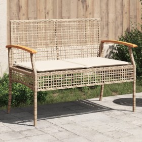 Gartenbank mit Kissen aus synthetischem Rattan, Beige und Akazienholz von vidaXL, Gartenbänke - Ref: Foro24-366257, Preis: 11...