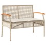 Garden bench with beige synthetic rattan cushion and acacia wood by vidaXL, garden benches - Ref: Foro24-366257, Price: 110,3...