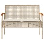 Garden bench with beige synthetic rattan cushion and acacia wood by vidaXL, garden benches - Ref: Foro24-366257, Price: 110,3...