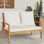 Garden sofa bench with solid acacia wood and cushions, 120 cm. by vidaXL, Modular outdoor sofas - Ref: Foro24-366378, Price: ...