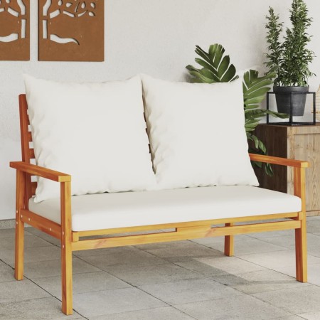 Garden sofa bench with solid acacia wood and cushions, 120 cm. by vidaXL, Modular outdoor sofas - Ref: Foro24-366378, Price: ...