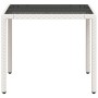 Mesa de jardín superficie de vidrio ratán PE blanco 90x90x75 cm de vidaXL, Mesas de jardín - Ref: Foro24-368123, Precio: 105,...