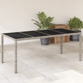 Garden table with grey PE rattan and glass surface, 190x90x75 cm. by vidaXL, Garden tables - Ref: Foro24-368128, Price: 149,3...