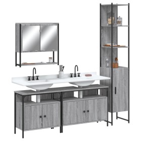 4-piece bathroom furniture set made of gray Sonoma plywood. by vidaXL, Bathroom furniture - Ref: Foro24-3214688, Price: 252,9...