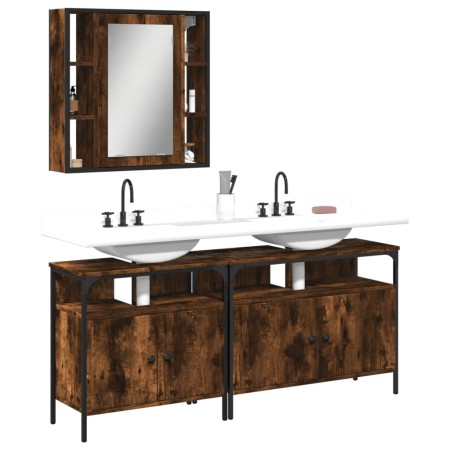 3-piece bathroom furniture set made of smoked oak plywood by vidaXL, Bathroom furniture - Ref: Foro24-3214727, Price: 170,99 ...