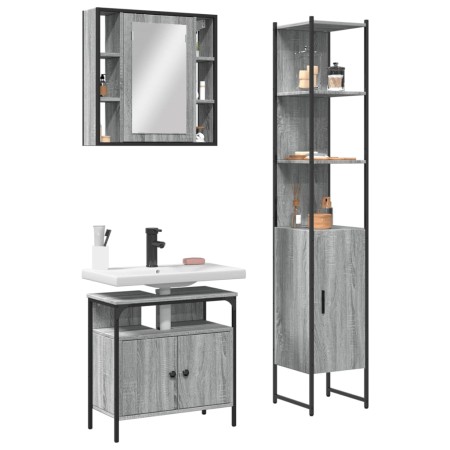 Set de muebles de baño 3 pzas madera contrachapada gris sonoma de vidaXL, Muebles de baño - Ref: Foro24-3214738, Precio: 206,...