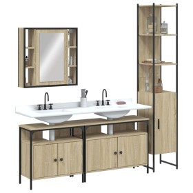 4-piece engineered wood bathroom furniture set in Sonoma oak. by vidaXL, Bathroom furniture - Ref: Foro24-3214746, Price: 312...