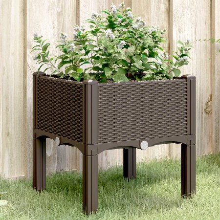 Jardinera con patas PP marrón 40x40x42 cm de vidaXL, Maceteros y jardineras - Ref: Foro24-367890, Precio: 27,43 €, Descuento: %