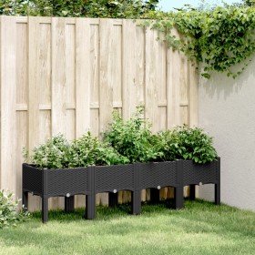 Jardinera con patas PP negro 160x40x42 cm de vidaXL, Maceteros y jardineras - Ref: Foro24-367903, Precio: 82,69 €, Descuento: %