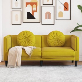 Two-seater velvet sofa with yellow cushions by vidaXL, Sofas - Ref: Foro24-372638, Price: 272,92 €, Discount: %