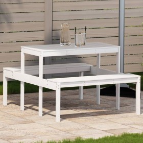 Solid white pine picnic table 110x134x75 cm by vidaXL, Garden tables - Ref: Foro24-832558, Price: 99,92 €, Discount: %