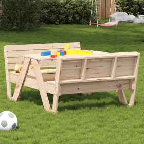 Solid pine wood picnic table for children 88x122x58 cm by vidaXL, Garden tables - Ref: Foro24-832601, Price: 102,97 €, Discou...