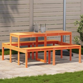 Picknicktisch aus massivem Kiefernholz wachsbraun 160x134x75 cm von vidaXL, Gartentische - Ref: Foro24-844648, Preis: 158,99 ...