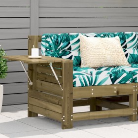 Garden sofa with armrest and side table made of treated wood. by vidaXL, Outdoor sofas - Ref: Foro24-844882, Price: 91,42 €, ...