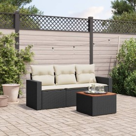 4-piece garden sofa set with black synthetic rattan cushions by vidaXL, Garden sets - Ref: Foro24-3256322, Price: 270,12 €, D...