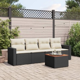 5-teiliges Gartenmöbel-Set und Kissen aus synthetischem Rattan schwarz von vidaXL, Gartensets - Ref: Foro24-3256329, Preis: 3...