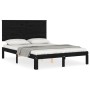 Estructura cama de matrimonio con cabecero madera maciza negro de vidaXL, Camas y somieres - Ref: Foro24-3193640, Precio: 170...