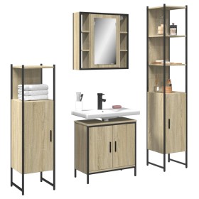 4-piece engineered wood bathroom furniture set in Sonoma oak. by vidaXL, Bathroom furniture - Ref: Foro24-3214771, Price: 337...