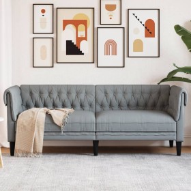 Chesterfield sofa, 3-seater, light gray fabric by vidaXL, Sofas - Ref: Foro24-372556, Price: 305,30 €, Discount: %