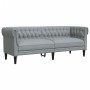 Sofá Chesterfield de 3 plazas tela gris claro de vidaXL, Sofás - Ref: Foro24-372556, Precio: 304,85 €, Descuento: %