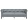 Sofá Chesterfield de 3 plazas tela gris claro de vidaXL, Sofás - Ref: Foro24-372556, Precio: 304,85 €, Descuento: %