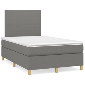 Box spring bed with mattress and LED dark brown fabric 120x190 cm by vidaXL, Beds and slatted bases - Ref: Foro24-3270233, Pr...