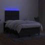 Boxspringbett mit Matratze und LED-Leuchten aus schwarzem Stoff 120x190 cm von vidaXL, Betten und Lattenroste - Ref: Foro24-3...