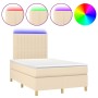 Boxspringbett mit Matratze und LED-Leuchten aus cremefarbenem Stoff 120x190 cm von vidaXL, Betten und Lattenroste - Ref: Foro...