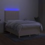 Box spring bed with mattress and LED lights cream fabric 120x190 cm by vidaXL, Beds and slatted bases - Ref: Foro24-3270265, ...