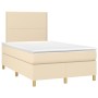 Boxspringbett mit Matratze und LED-Leuchten aus cremefarbenem Stoff 120x190 cm von vidaXL, Betten und Lattenroste - Ref: Foro...