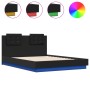 Bed frame with headboard and LED lights black 120x190 cm by vidaXL, Beds and slatted bases - Ref: Foro24-3210053, Price: 186,...