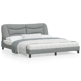 Bed frame with LED light dark gray fabric 180x200 cm by vidaXL, Beds and slatted bases - Ref: Foro24-3214164, Price: 230,75 €...