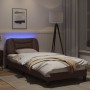 Bed frame with LED lights brown synthetic leather 90x200 cm by vidaXL, Beds and slatted bases - Ref: Foro24-3213908, Price: 1...