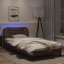 Bed frame with LED lights brown synthetic leather 100x200 cm by vidaXL, Beds and slatted bases - Ref: Foro24-3213915, Price: ...