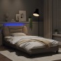 Estructura de cama con LED cuero sintético capuchino 100x200 cm de vidaXL, Camas y somieres - Ref: Foro24-3213917, Precio: 17...