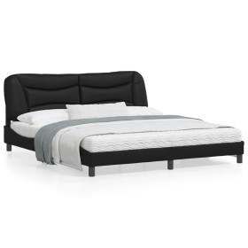 Estructura de cama con luz LED cuero sintético negro 180x200 cm de vidaXL, Camas y somieres - Ref: Foro24-3213948, Precio: 24...